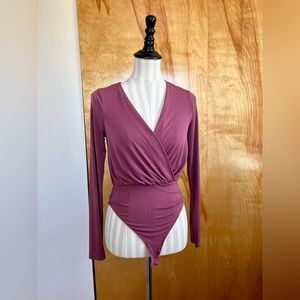 Forever 21 long sleeve said wrap mauve bodysuit